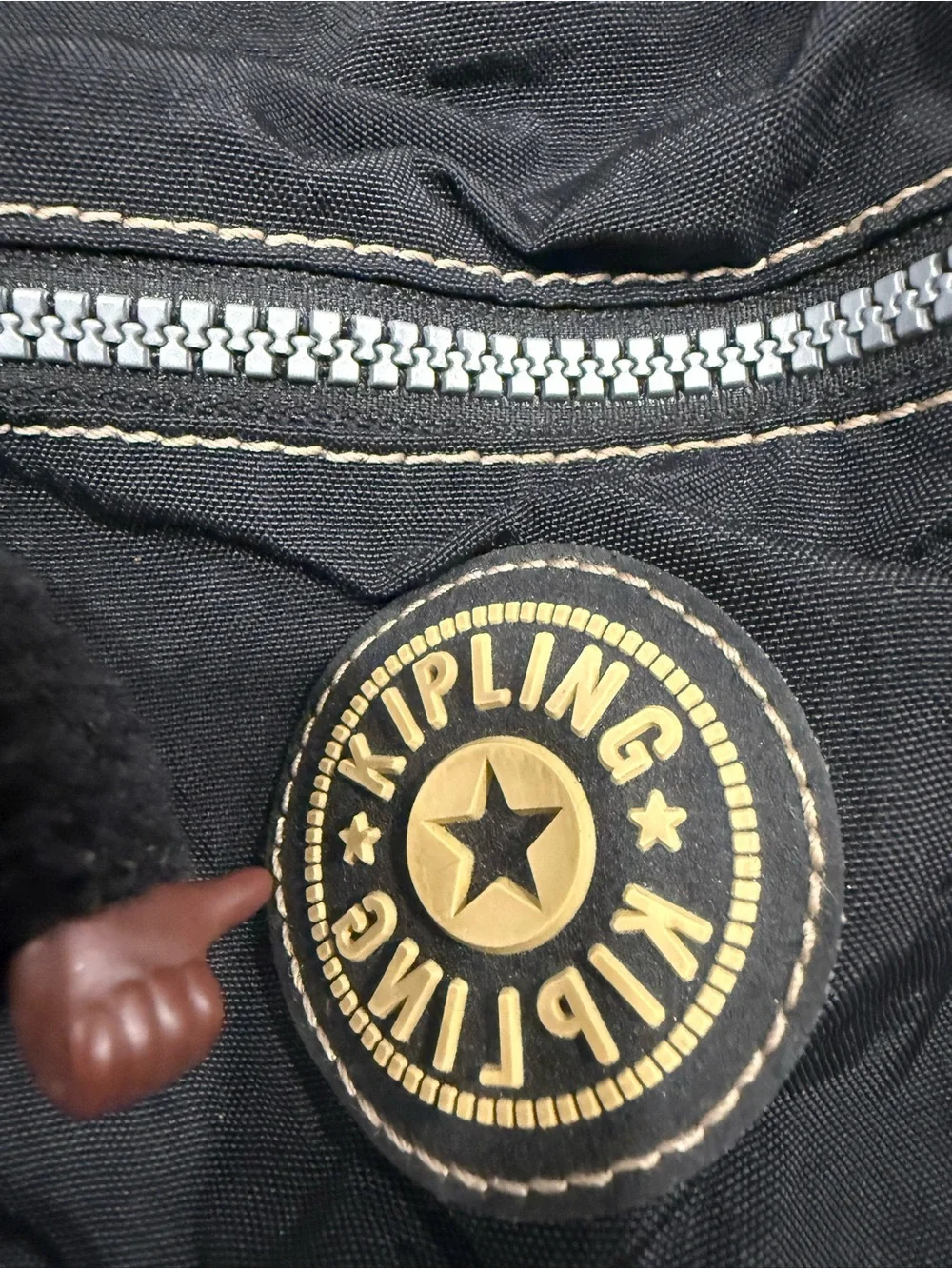 Kipling Black Canvas Mini Backpack with Monkey Charm
